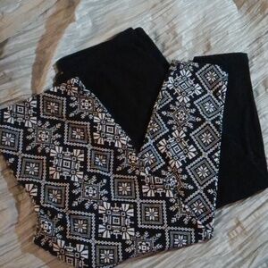 Time&Tru 20 2xl 2 pack women's leggings Fair Isle Snowflake and Black